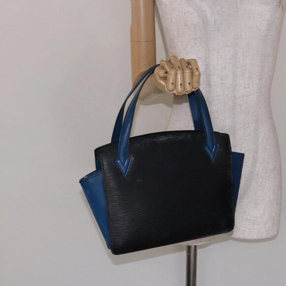 LOUIS VUITTON Epi Bicolor Varenne Hand Bag Black Blue LV Auth - Picture 14 of 16